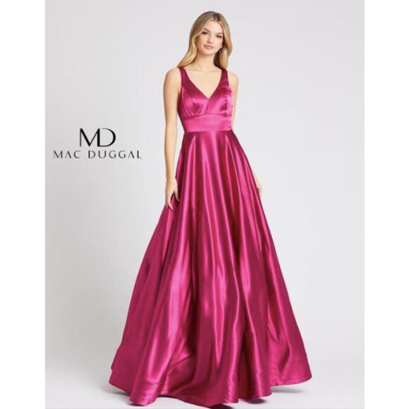 Ieena for Mac Duggal Ballgown Crepe De Chine v-neck a-line size 4 - Picture 1 of 10